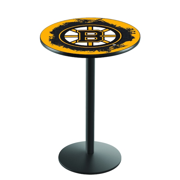 Holland Bar Stool Co 36" Blk Wrinkle Boston Bruins Pub Table L214B3628BosBru - main